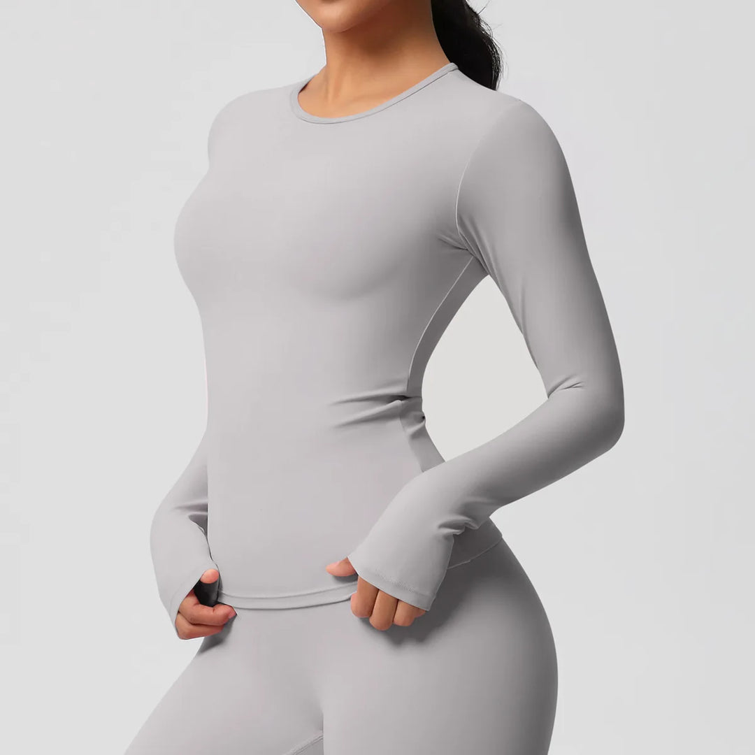 Luxurious Breathable Contoured Long Sleeve Yoga Top Nylon