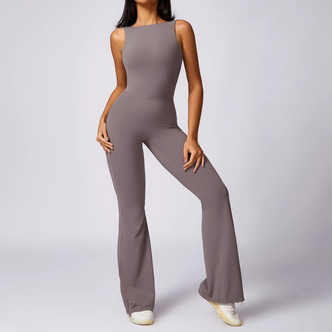 Sculpted Yoga Jumpsuit Ultra Breathable Nylon Knit Fabric
