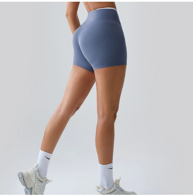High Rise Contour Performance Shorts With Cross Wise Waist