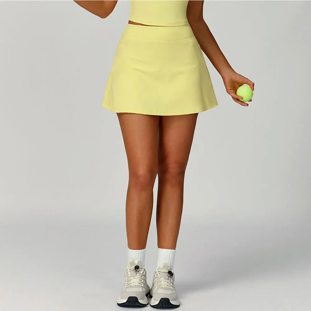 Contoured Performance Yoga Shorts Skirt Set Nylon Fabric