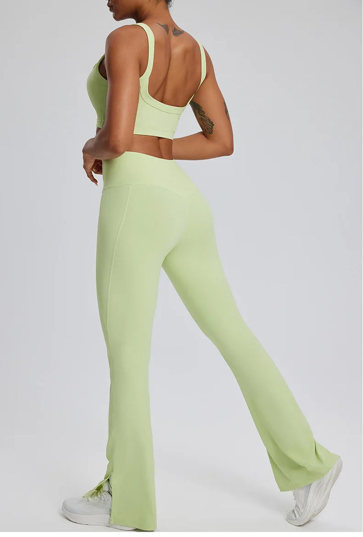 Contour Stretch Athleisure Bell Bottoms Set Nylon Spandex