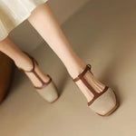 Load image into Gallery viewer, Women's Flats T-Strap Block Heel Round Toe Style
