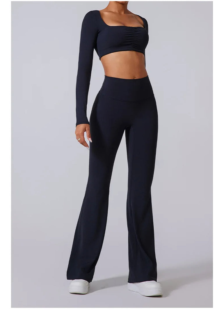 High Waist Contoured Flared Soft Leggings With Coverage