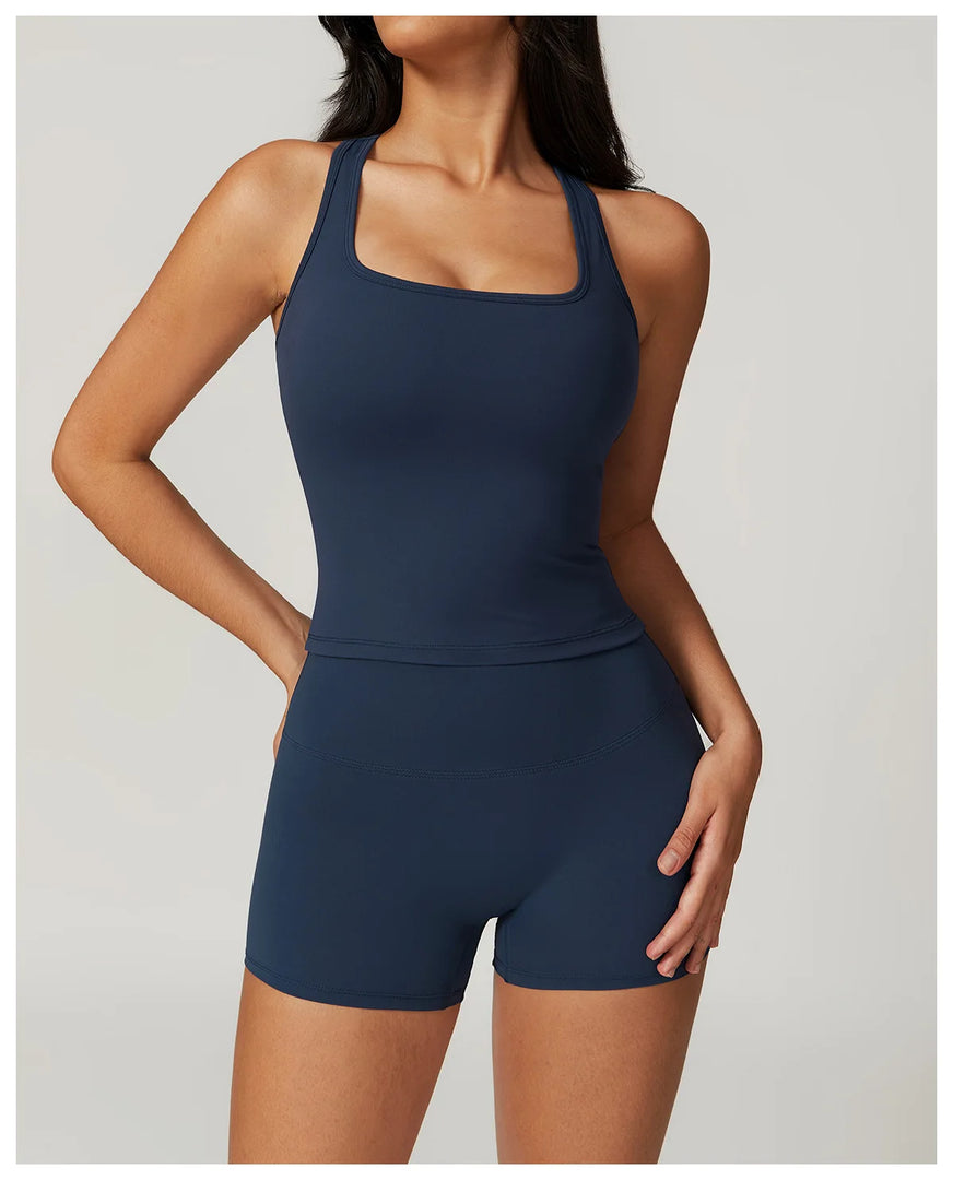 Two Piece Seamless Contour Yoga Leggings Set Nylon Knit