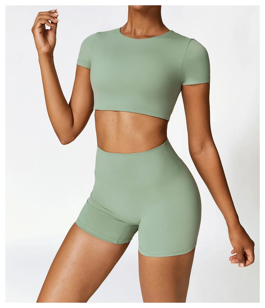 Seamless Contour Fit Yoga Crop Top Light Weight Nylon Knit