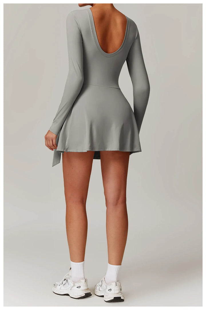 Backless Long Sleeve Contoured Bodysuit Jumpsuit