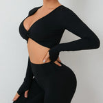 Load image into Gallery viewer, Seamless Ultra Soft Long Sleeve Yoga Crop Removable Pads
