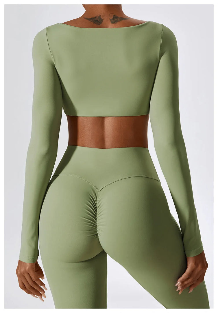 Contour Seamless Crop Yoga Performance Wear Long Sleeve