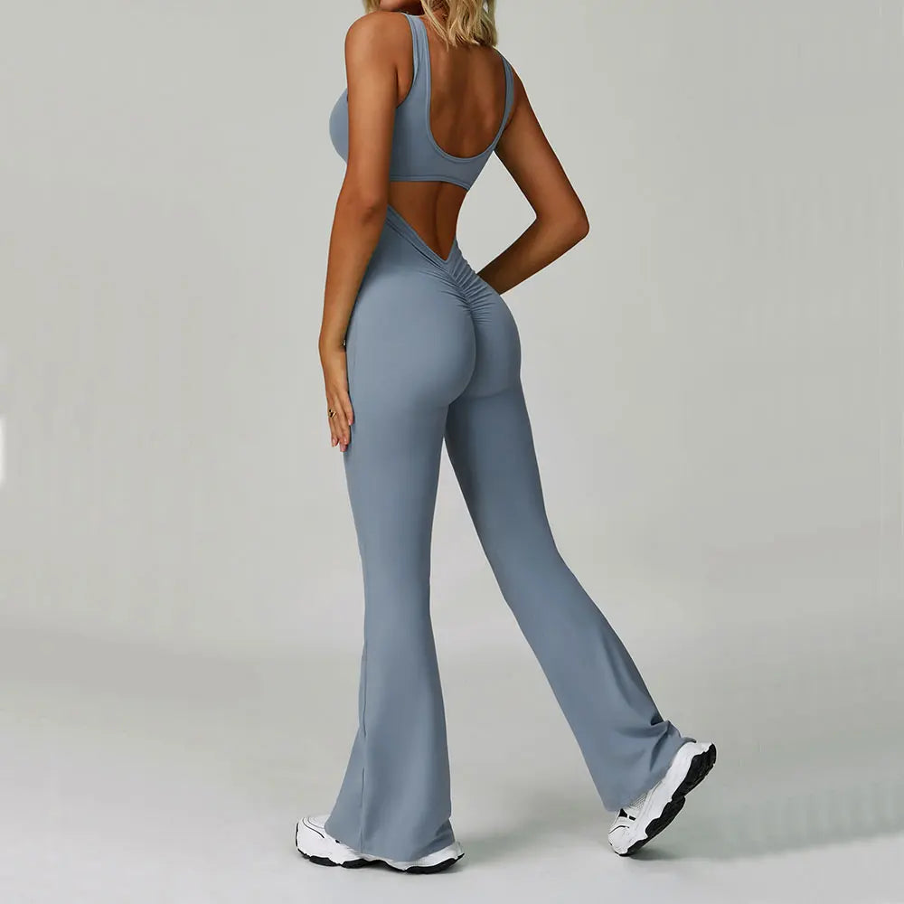 Contoured Back Zip Jumpsuit With Seamless Performance