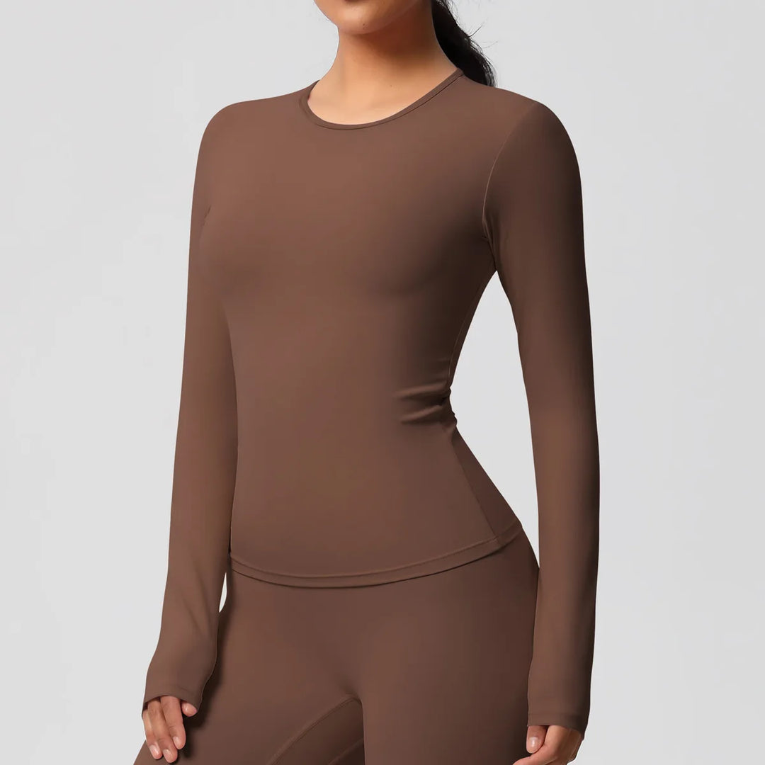 Luxurious Breathable Contoured Long Sleeve Yoga Top Nylon