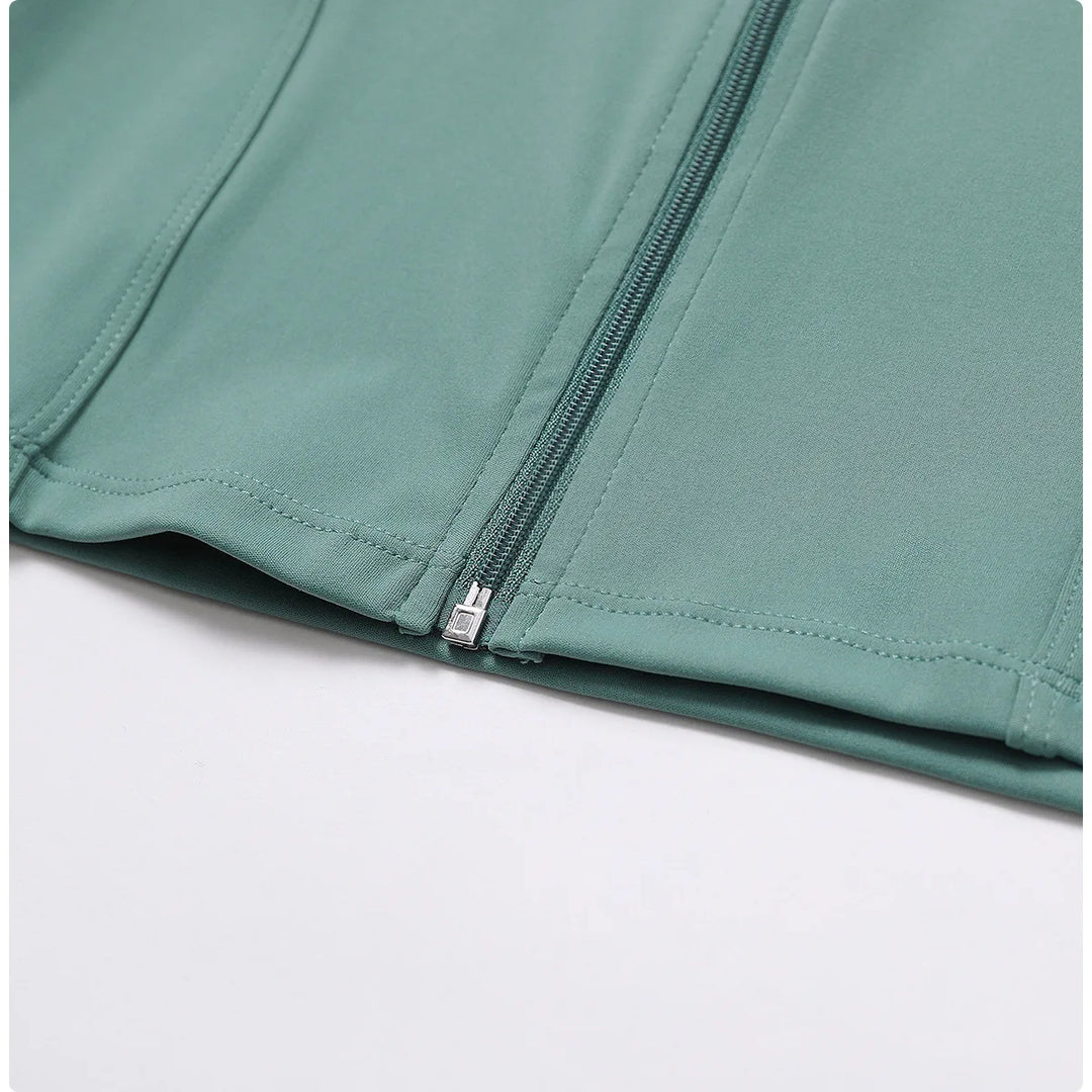 Luxurious Contoured Yoga Jacket With Nylon Zip Front