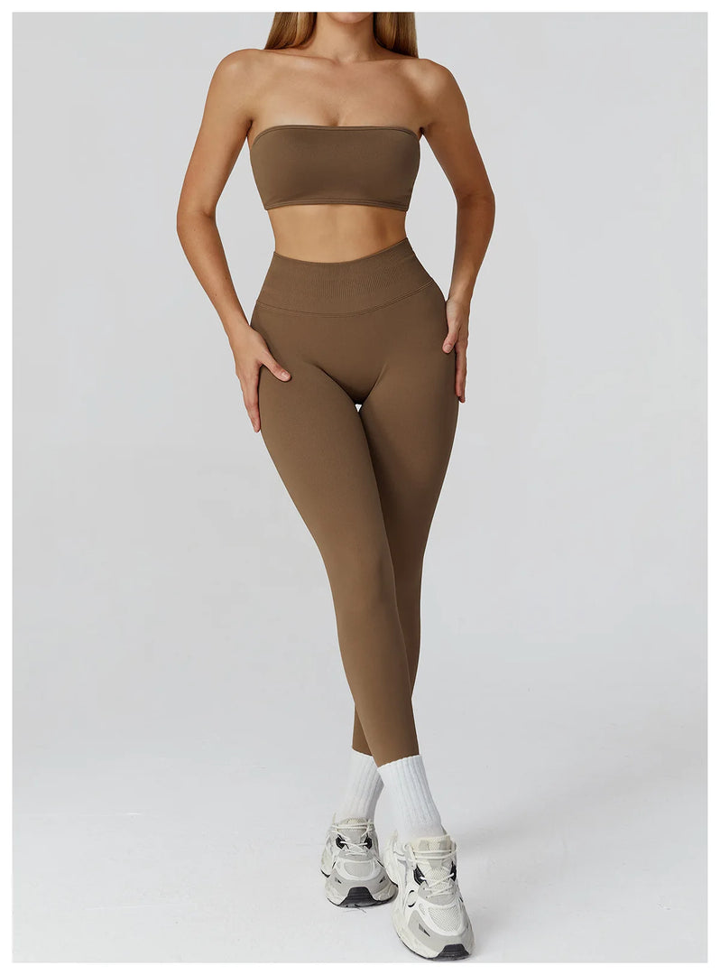 Seamless Premium Athleisure 2 Piece Leggings Set Nylon