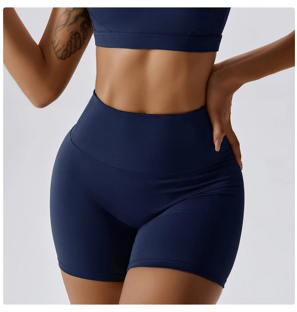 High Waist Yoga Shorts Contour Moisture Wicking Breathable
