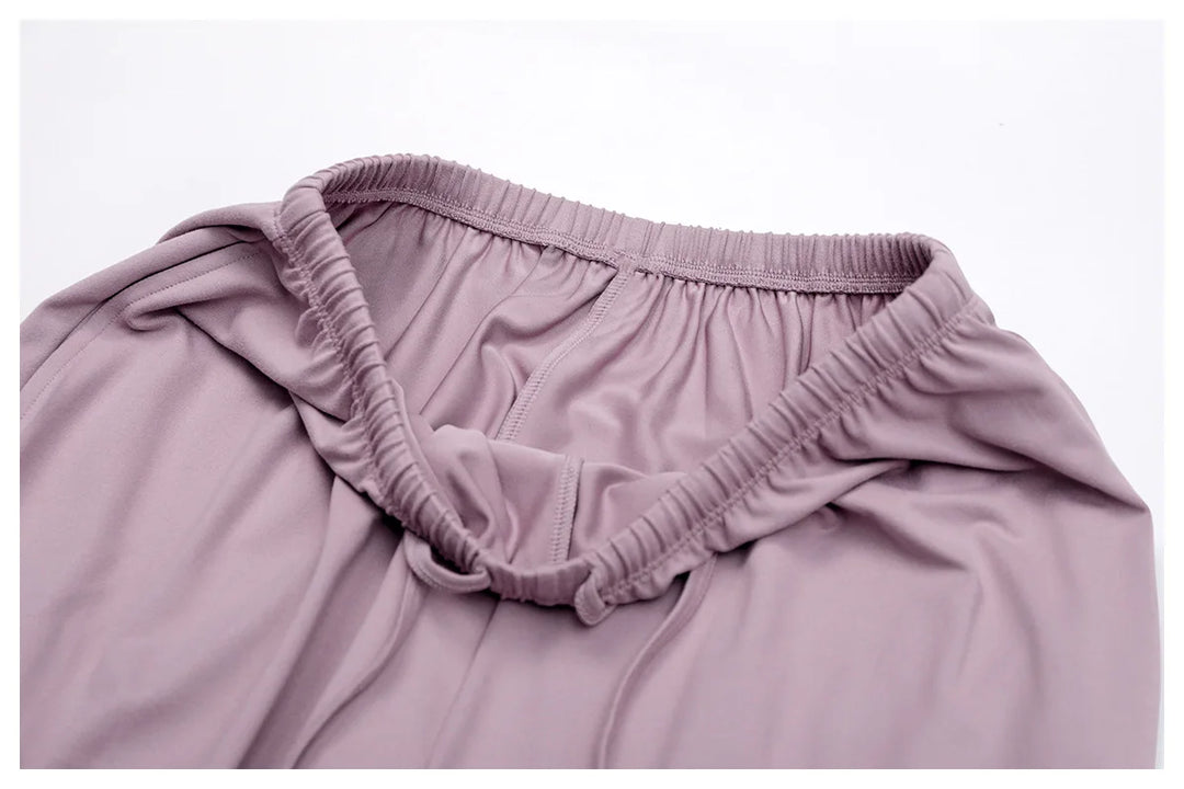 Breathable Contour Drawstring Wide Leg Athletic Pants