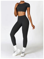 Load image into Gallery viewer, Seamless Sculpted Yoga Core Set Leggings Ribbed Contour
