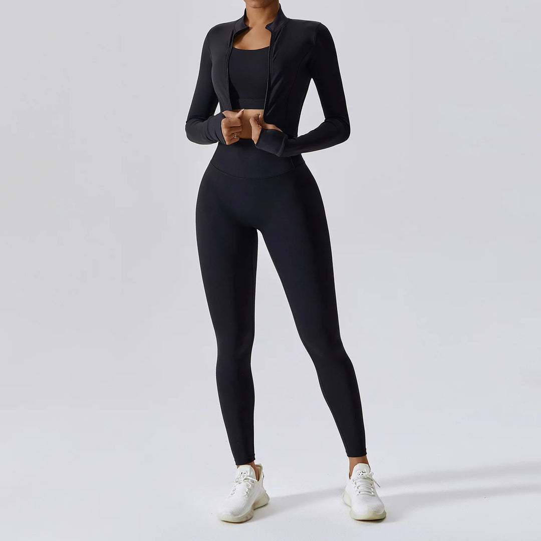 Three Piece Breathable Yoga Tracksuit Pro For Performance