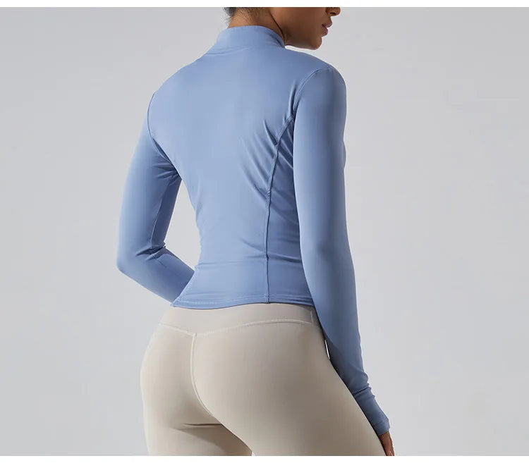 Zippered Studio Contoured Long Sleeve Sports Jacket