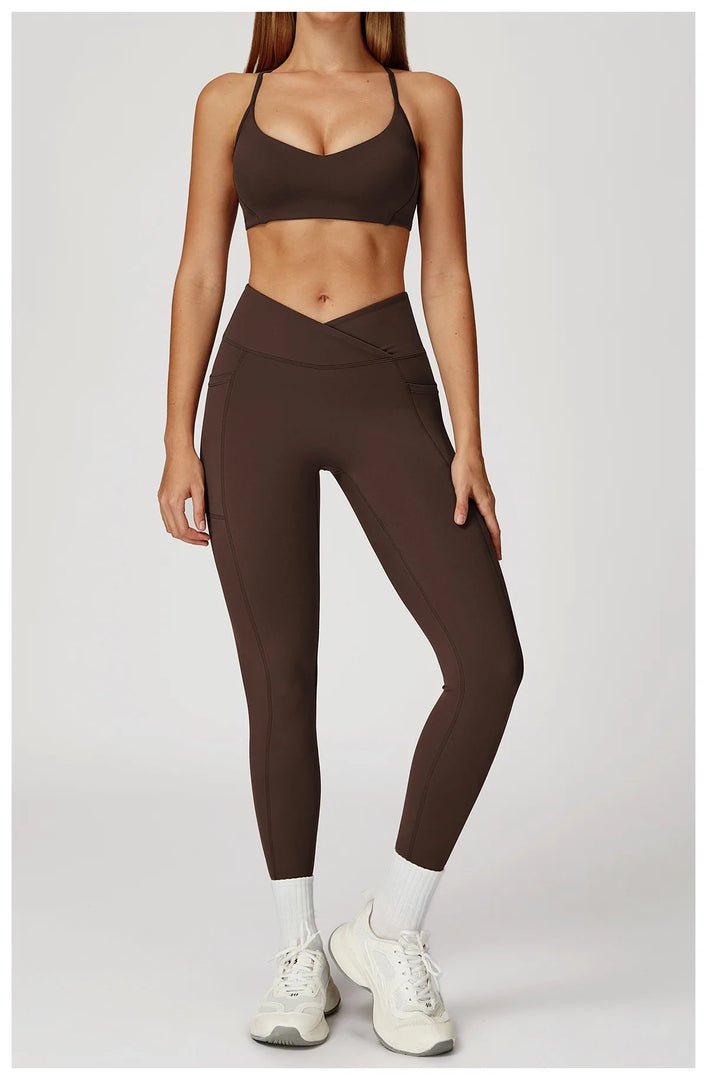 Cross Waist High Rise Contoured Elegance Yoga Leggings