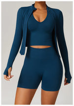 Load image into Gallery viewer, Seamless Contour Yoga Top With Zippered Long Sleeve
