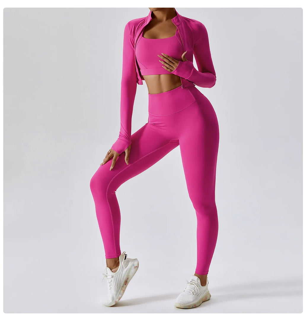 Three Piece Breathable Yoga Tracksuit Pro For Performance