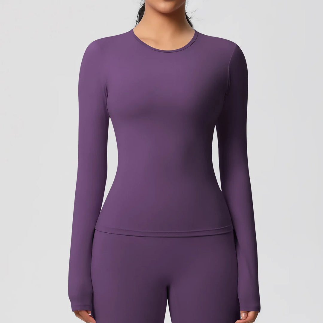 Luxurious Breathable Contoured Long Sleeve Yoga Top Nylon