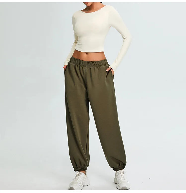 Soft Backless Sculpted Athleisure Crop Top With Sleeves