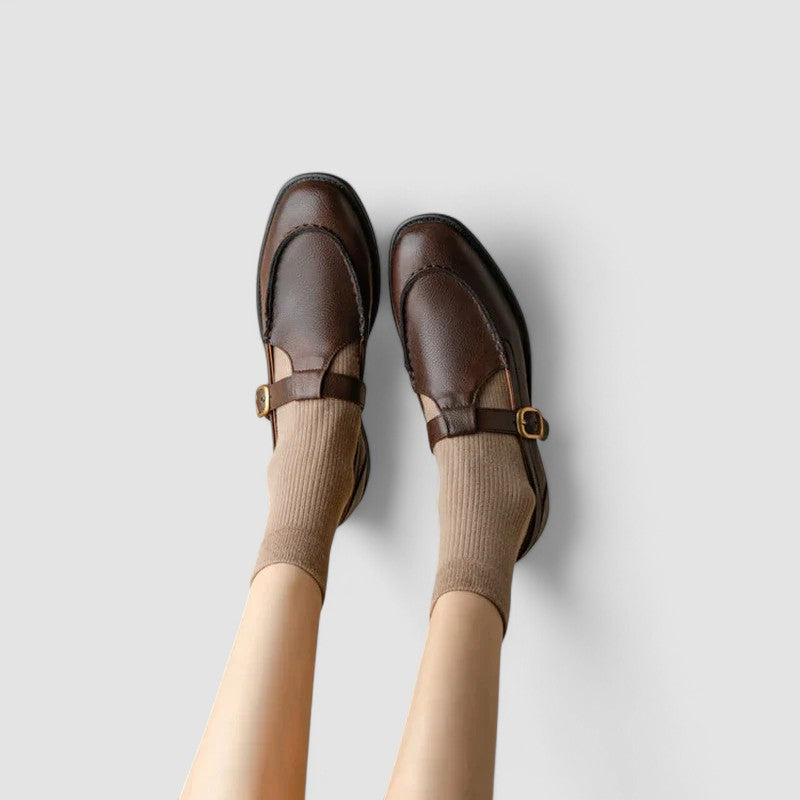 Women's Mary Jane Shoes Buckle Strap Round Toe Flat Style