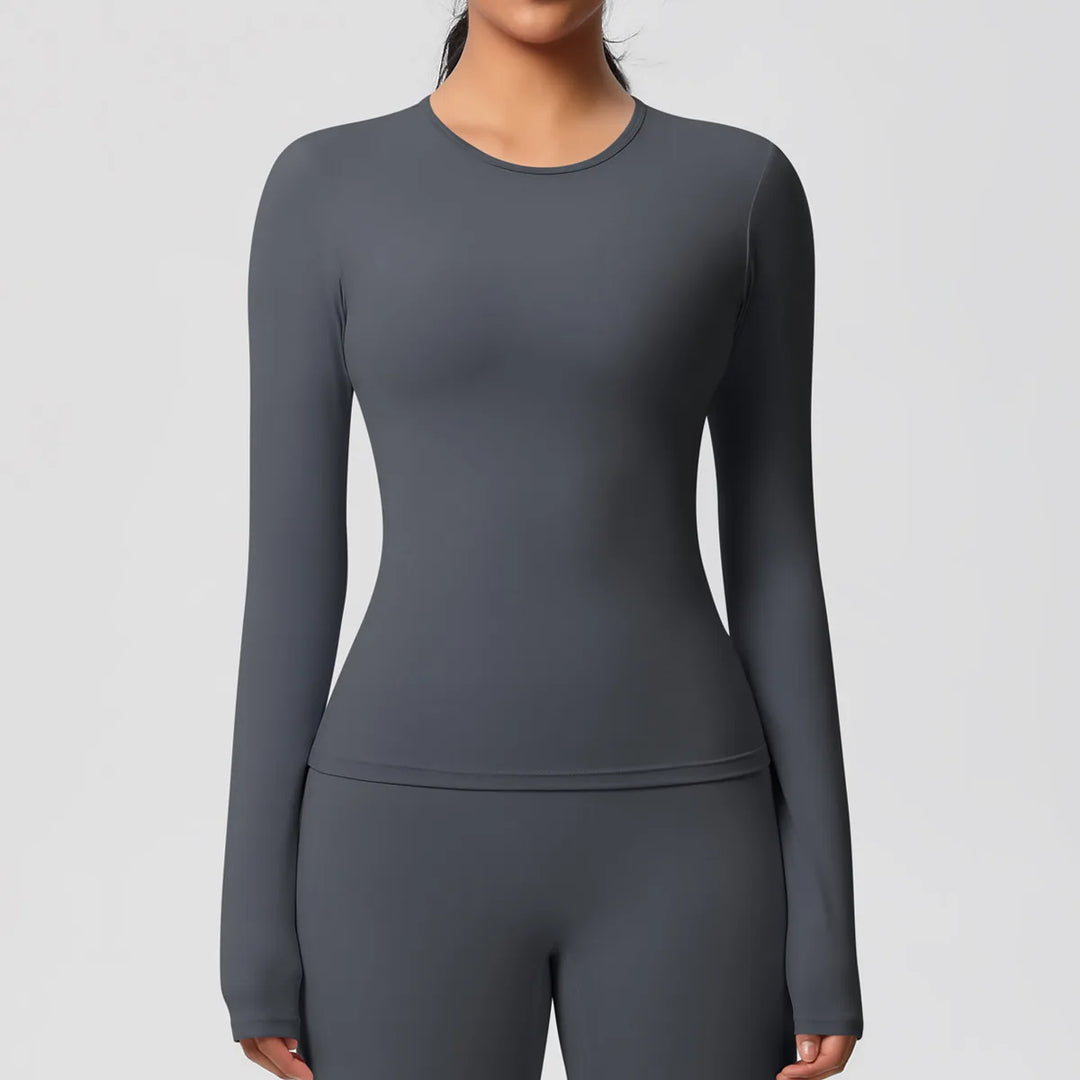 Luxurious Breathable Contoured Long Sleeve Yoga Top Nylon