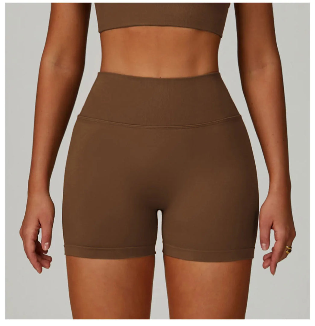 Premium Breathable High Waist Contoured Scrunch Shorts Nylon