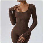 Load image into Gallery viewer, Seamless Contouring Yoga Bodysuit With Long Sleeves
