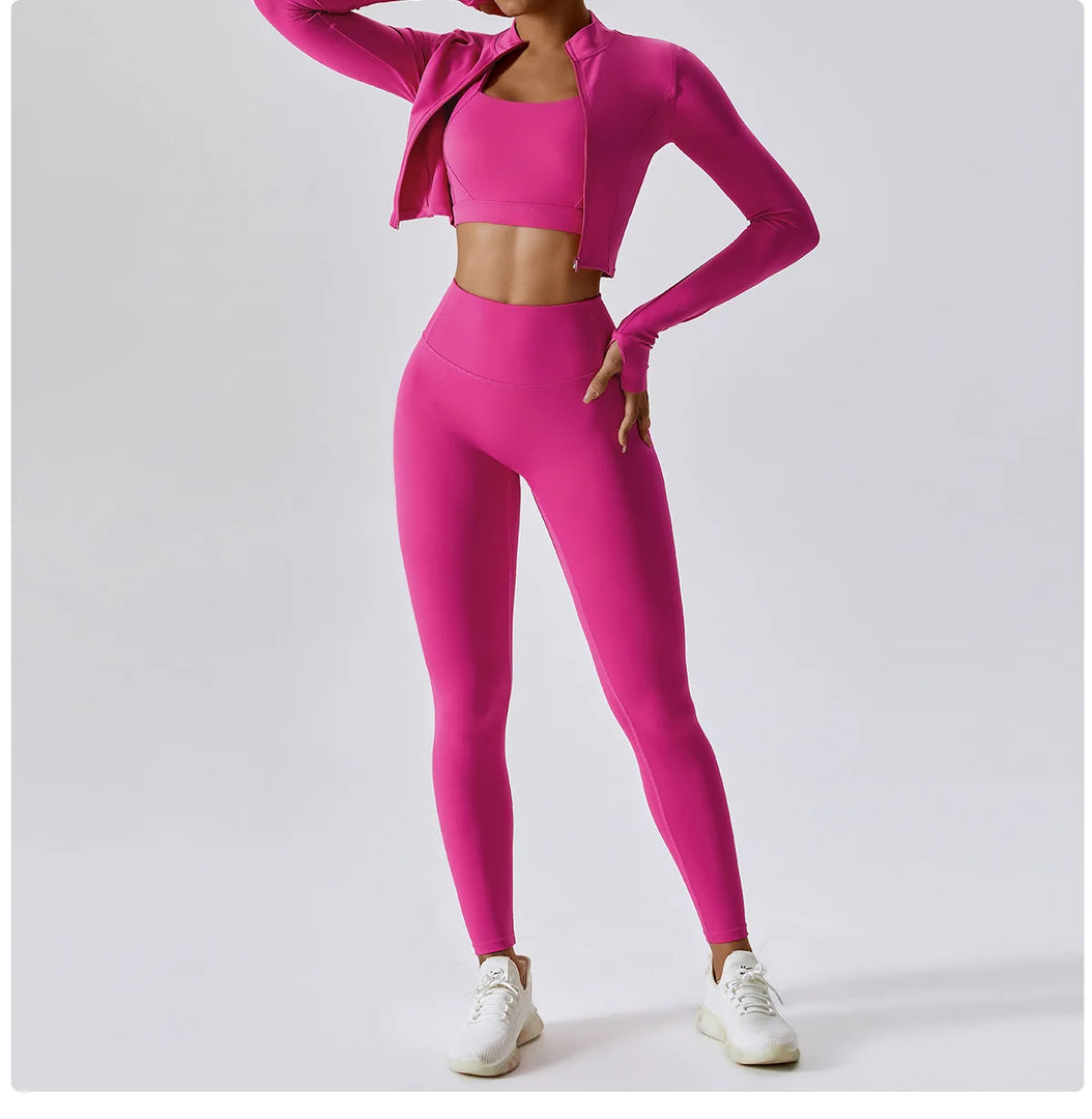 Three Piece Breathable Yoga Tracksuit Pro For Performance