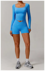 Load image into Gallery viewer, Performance Contour Knit Long Sleeve Yoga Top Nylon Spandex
