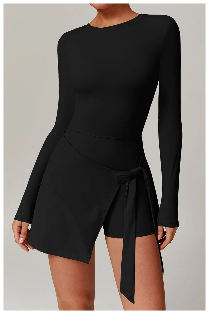 Backless Long Sleeve Contoured Bodysuit Jumpsuit