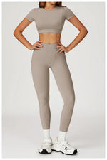 Load image into Gallery viewer, Two-Piece Contoured Breathable Yoga Set Leggings Silhouette
