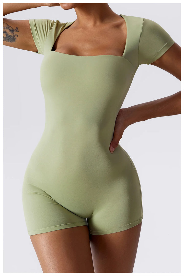 Soft Premium Contoured All In One Yoga Bodysuit Sleeves