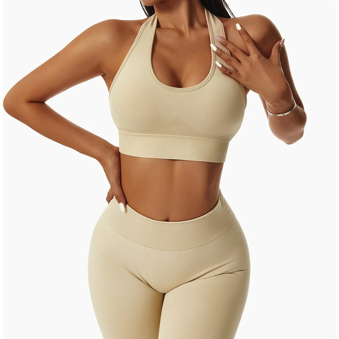 Breathable Sculpted Yoga Performance Bra With Halter Back