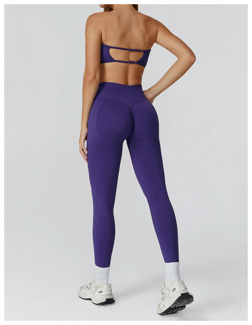 Seamless Premium Athleisure 2 Piece Leggings Set Nylon