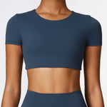 Load image into Gallery viewer, Seamless Contour Fit Yoga Crop Top Light Weight Nylon Knit
