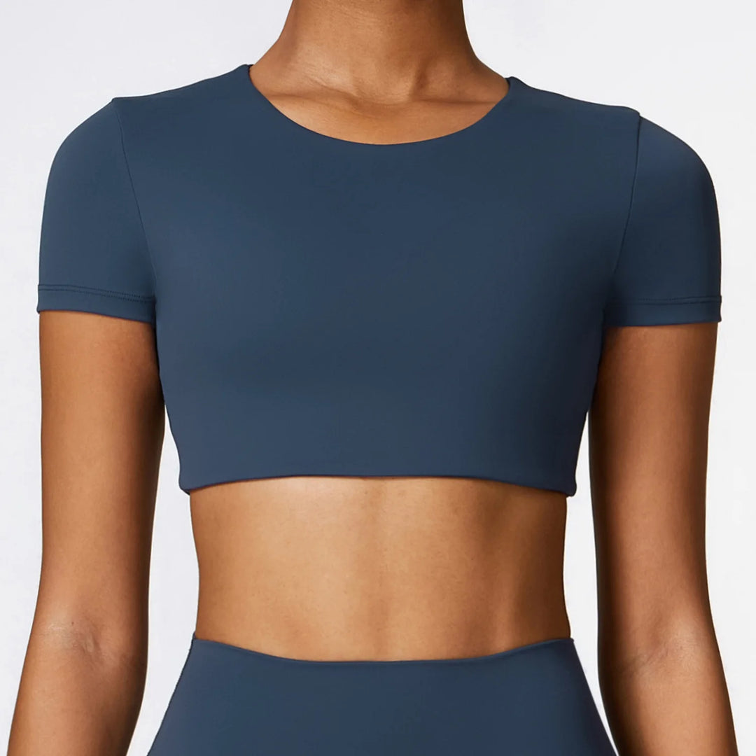 Seamless Contour Fit Yoga Crop Top Light Weight Nylon Knit