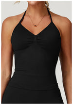 Load image into Gallery viewer, Breathable Contoured Halter Crop Sports Bra With Padding
