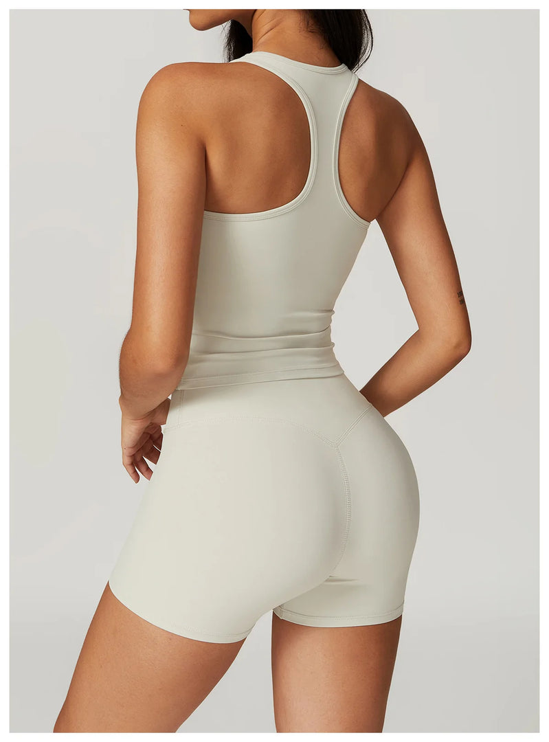 Two Piece Seamless Contour Yoga Leggings Set Nylon Knit