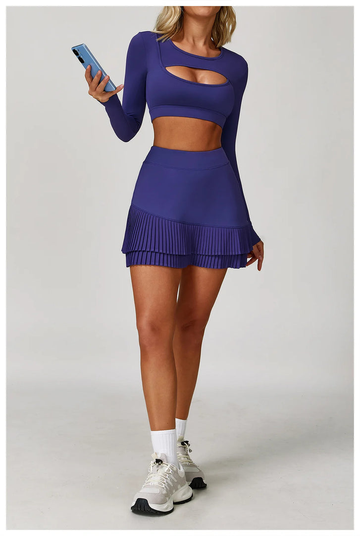 Elite Contoured Waist Pleated Tennis Skirt With Pockets