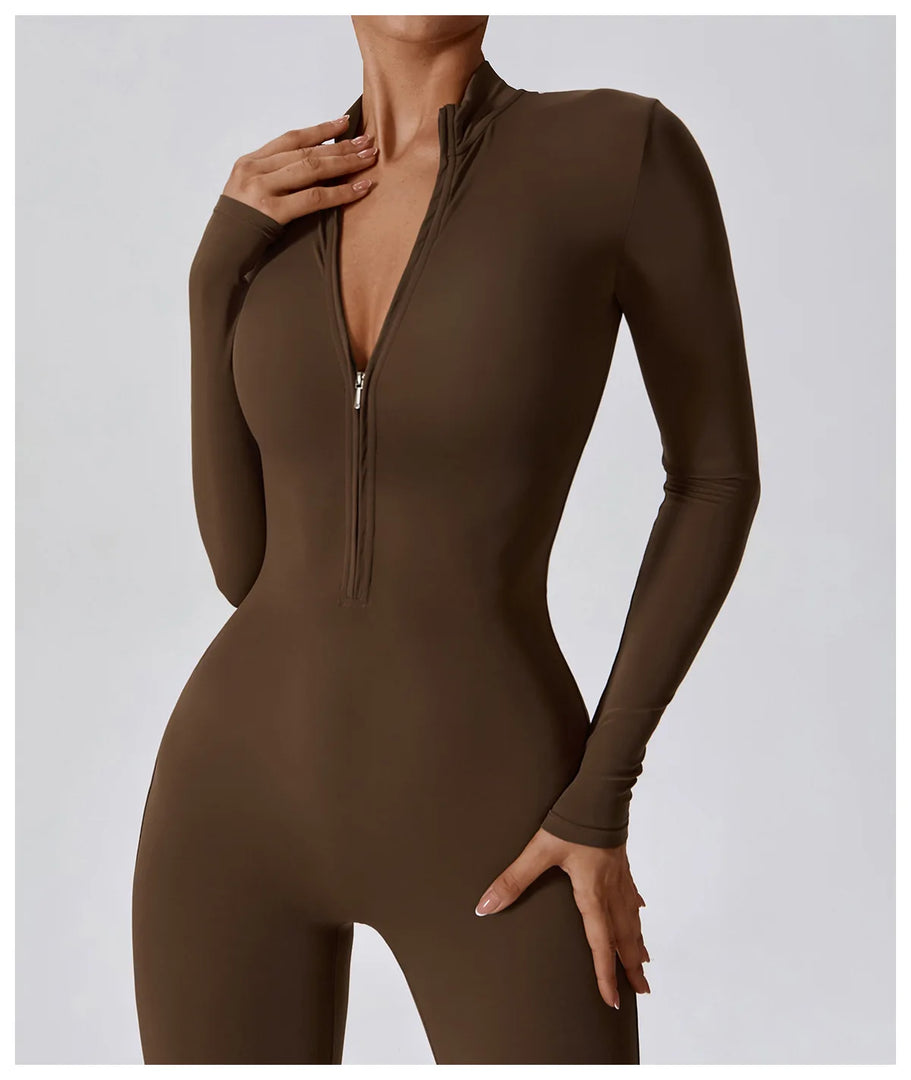 Zippered Contour Yoga Jumpsuit With Performance Gear