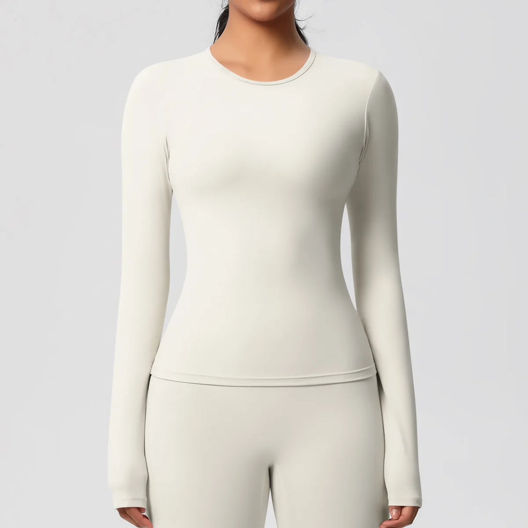 Luxurious Breathable Contoured Long Sleeve Yoga Top Nylon
