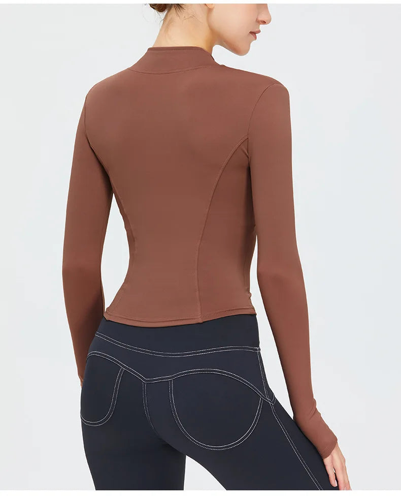 Zippered Studio Contoured Long Sleeve Sports Jacket