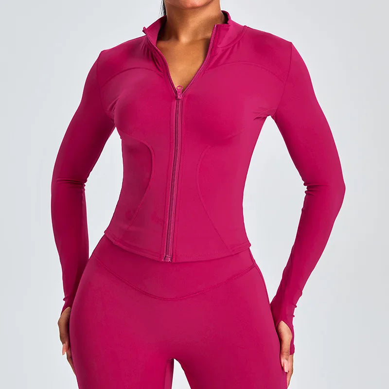 Zippered Studio Contoured Long Sleeve Sports Jacket