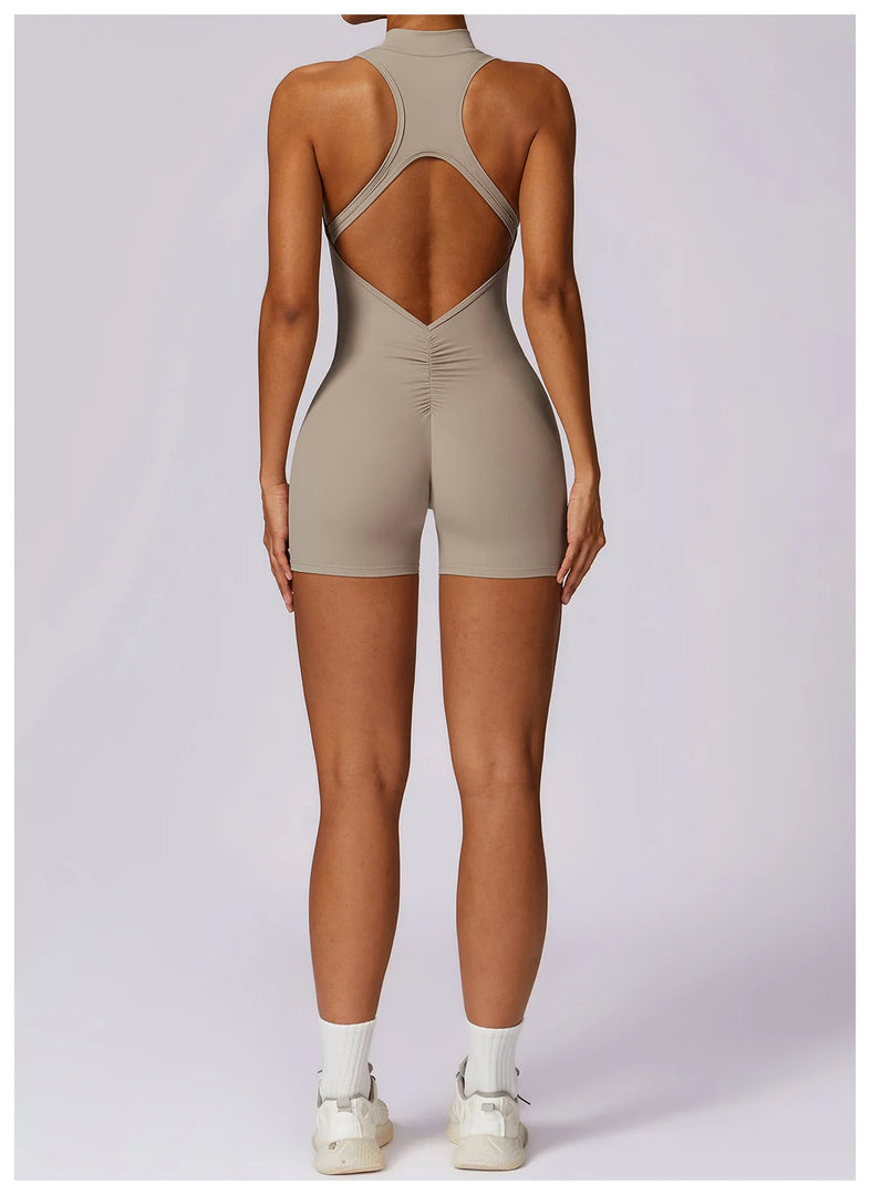 Luxurious Contour Performance Zip Front Yoga Romper