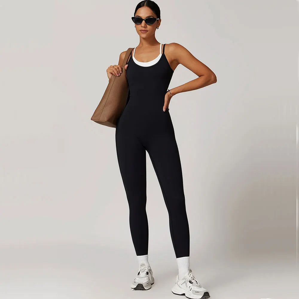 Color Blocking Seamless Yoga Jumpsuit Exquisite Fit