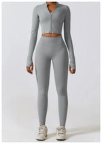 Load image into Gallery viewer, Contoured Interwoven Athleisure Long Sleeve Yoga Ensemble
