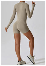 Load image into Gallery viewer, Zippered Long Sleeve Contour Yoga Jumpsuit Performance
